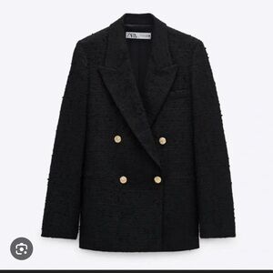 Zara Textured Black Jacket with Gold Accents